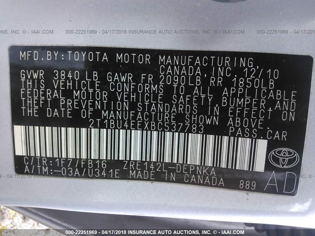 Photo 9 of 2T1BU4EEXBC537783